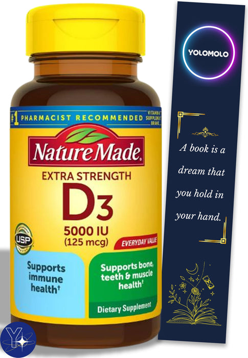 Extra Strength Vitamin D3 5000 IU – 100 Softgels – Supports Overall Well-Being – Dietary Supplement for Adults – Non-GMO, Gluten-Free