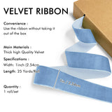 Blue Velvet Ribbon 1'' 25 Yards for Christmas Tree, Gift Wrapping, Flower Bouquet, Wreath Decorations, Bow Making