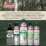 Coleman Insect Repellent Spray - 100% MAX DEET Insect Repellent Spray, protection against ticks, mosquitoes, chiggers, gnats, fleas, ideal for camping, hiking, outdoor activities, 4oz Continuous Spray