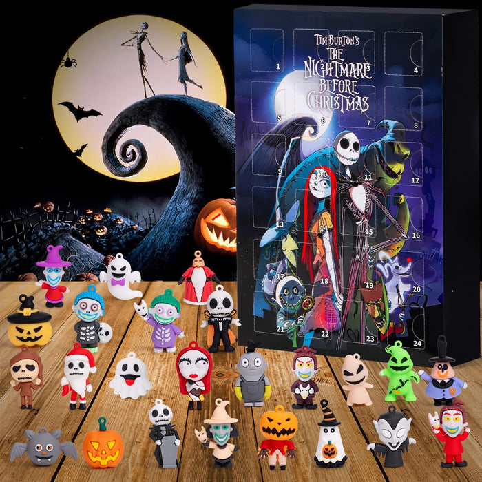 Halloween Advent Calendar 2024,Nightmare Before Christmas Advent Calendar,with 24 Classic Collectible Figures, Halloween Countdown Advent Calendar,Advent Calendar 2024 Kids Gifts Boys Teen Adults