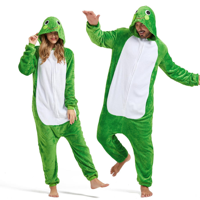 SISKIN Animal Onesie Adult - Frog Halloween Costumes for Women Men Couples Halloween Pajamas Cosplay Animal Onesies XL