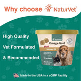 NaturVet – Omega-Gold Plus Salmon Oil | Supports Healthy Skin & Glossy Coat | Enhanced with DHA, EPA, Omega-3 & Omega-6 | for Dogs & Cats | 90 Soft Chews