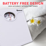 Adamson A22 Bathroom Scale for Body Weight - Up to 260 LB - New 2024 - Anti-Skid Rubber Surface - Analog Bathroom Weight Scales - Affordable - Durable with 20-Year Warranty - White