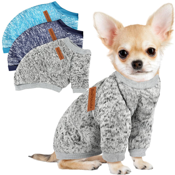 BAOBICUTE 3 Pack Dog Sweaters for Small Dogs Girl Boy Winter Fleece Clothes Warm Soft Dog Sweatshirt Outfit for Dogs Cats Pet Apparel