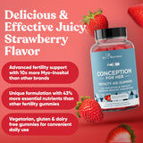 Conception for Her Fertility Gummies - Fertility Supplements for Women with Myo Inositol, Folate & More Essential Nutrients - Delicious Juicy Strawberry Hormone Balance Vitamins, 75 ct Gummies