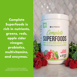 Complete Superfoods, Greens & Reds Blend*, Apple Cider Vinegar, Digestive Enzyme Blend*, Probiotic Blend*, Multivitamin* (Raspberry Pomegranate - 30 Servings)