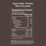 Bellway Super Fiber + Protein Powder (4 Pack), Sugar-Free Organic Psyllium Husk Fiber Supplement Powder with 20g Plant Protein Per Serving, Rich Chocolate, 48.28 oz