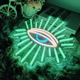 Abooly Evil Eyes Neon Signs for Wall Decor, Dimming LED Green Goth Eyes Neon Signs,USB Neon Wall Signs for Game Room Bedroom Man Cave Kids Room Party Christmas Gift(11.8x13in)