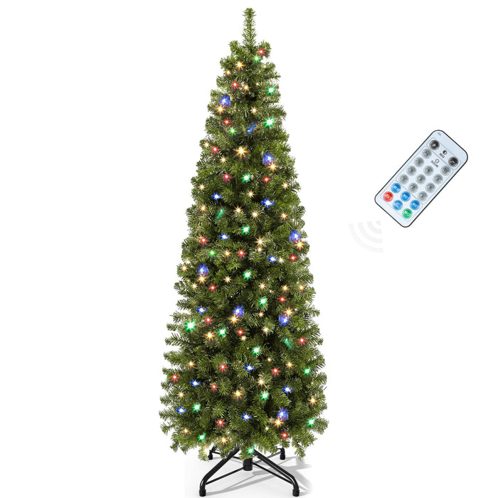 YITAHOME 6FT Prelit Green Fraser Fir Pencil Christmas Tree with Remote