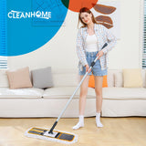 CLEANHOME 24" Commercial Dust Mop for Floor Cleaning, Heavy Duty Floor Mop with 2 Microfiber Mop Pads Wet and Dry Flat Mop, Commercial Cleaning Tools for Marble, Laminate, Hardwood Floor Sweeping,Grey