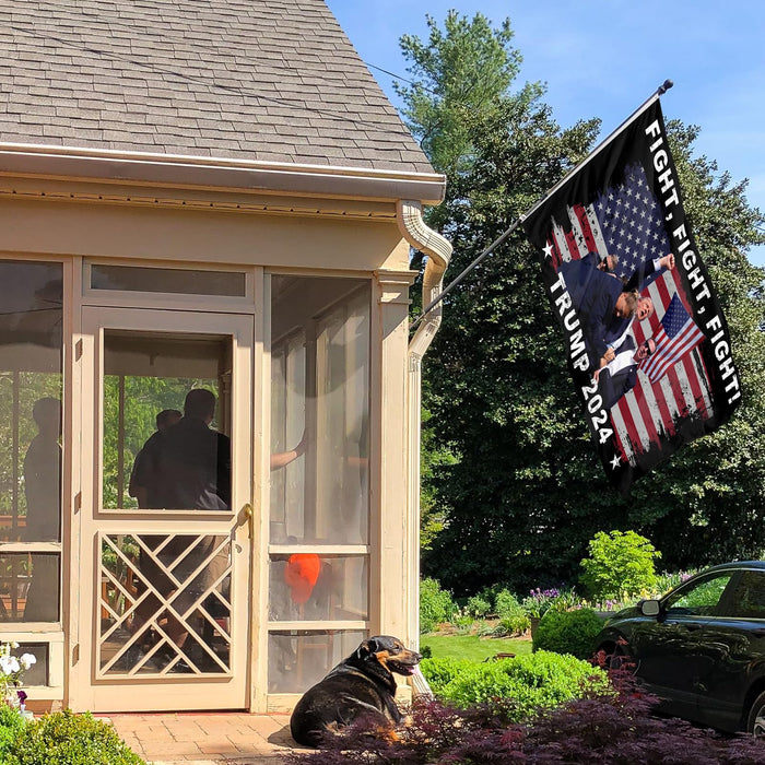 Fight Fight Fight Trump Flag Trump 2024 Fight Flag 3X5 Feet Indoor and Outdoor Flag with Brass Grommets Pennsylvania Rally Shooting Ears Survivors Trump Flag