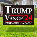 Probsin Trump Vance 2024 Yard Sign Double Sided 16" x 24" Trump Vance'24 Take America Back MAGA Signs Voted for Trump Vance Outdoor Decorations for Lawn, Garden, Window, Party Supplies (Black)