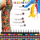 DLD Tattoo Ink Set - Tattoo Pigment Set 16 Colors Permanent Tattoo Inks 30ml