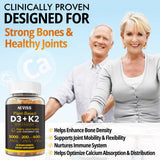 Vitamin D3 5000iu & K2( as MK7 ) 200mcg Gummies + 600mg Calcium, with Coconut Oil for High Absorption, Maximum Strength Vitamin D3 K2 Supplement - Support for Bones Muscle Teeth Immune, Vegan 60 Count