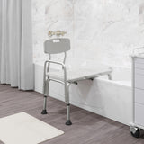 Flash Furniture HERCULES Series 300 Lb. Capacity Adjustable White Bath & Shower Transfer Bench with Back and Side Arm