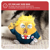 Downtown Pet Supply President Chomp Political Dog Toy - Novelty Political Parody, Dog Chew Toy with Squeaker - Trump Dog Toy Plush Design with Double Stitching