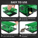 PZQZMAR Mouse Traps, Humane Mouse Trap, Easy to Set, Mouse Catcher Quick Effective Reusable and Safe for Families（2-in-1）-Green