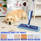 Microfiber Wet Spray Mops for Hardwood Floor Cleaning, Dry Wet Dust Wood Floor Mop with 4 Reusable Washable Mop Pads Refills Fit for Swiffer Power Mop, Flat Floor Mop for Laminate Ceramic Vinyl Tile