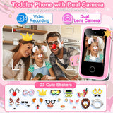 Kids Smart Phone Toys for Girls, Christmas Birthday Gifts for 3-10 Year Old Girl Boy Kids Toys, 2.8" Touchscreen Toddler Learning Cell Toy Phone with Dual Camera, Game, Music Player, 8G SD Card (Pink)