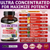 Ultra Quercetin High Purity 98% with Bromelain Capsules - Equivalent to 4085 mg Powder - Maximum Strength with Ashwagandha - Supports Overall Health Strength Energy (100 Counts)