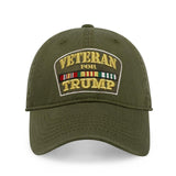 Veterans for Trump Dad Hat Cotton Ball Cap Baseball Cap Hand Wash PC101 (Army Green)