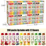 AZEN 200 Pack Lip Balm, Natural Lip Balm Bulk, Lip Care Product, Moisturizing Lip Balm for dry cracked lips - 12 Flavors