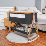 Komcot Baby Bassinet, Bedside Bassinet for Baby, 6 Height Adjustable Baby Bed, 3 in 1 Bassinet Bedside Sleeper with Wheels, Mosquito Net, Portable Bedside Crib for Infant/Baby/Newborn (Deep Grey)