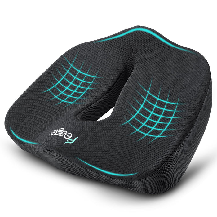 X Large Memory Foam Seat Cushions for Office Chairs Desk,20x18x4.7 Inch Thick,【Soft Cotton Surface】 Chair Cushion Tailbone Pain Relief Extra Dense Hip Sciatica Car Seat Cushion for Long Sitting Black