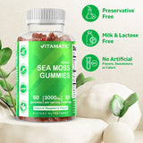Vitamatic Irish Sea Moss Gummies - 3000 mg - 60 Vegan Gummies - Made with Bladderwrack & Burdock Root - Seamoss Supplement for Thyroid, Energy, Immune Support