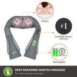 Snailax Cordless Neck Massager, Shiatsu Back Shoulder Massager with Heat, Portable Rechargeable Massagers for Neck and Back Pain Relief, Electric Massager Pillow, Gift for Women,Men(Grey)