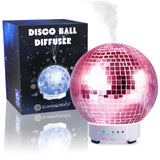 Disco Ball Diffuser Rotating - Essential Oil Diffuser with Whisper Quiet Operation, Cool Disco Party Decorations, Unique Preppy Room Decor | Aromatherapy Diffuser for Medium Room Pink