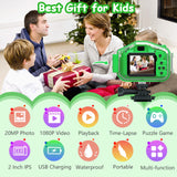 Agoigo Kids Waterproof Camera Toys for 3-12 Year Old Boys Girls Christmas Birthday Gifts HD Children's Digital Action Camera Child Underwater Sports Camera 2Inch Screen with 32GB Card (Green)