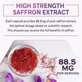 Liposomal Saffron Supplements 88.5 mg, Maximum Absorption, 100% Pure Saffron Extract Capsules for Mood, Energy, Vision & Focus - 60 Vegan Capsules