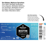 Biotin 10000 mcg hochdosiert vegan, 10 mg reines Biotin (Vitamin B7), für Haarwuchs & Haut, 180 Tabletten für 6 Monate, Natürliche Nahrungsergänzung ohne Zusatzstoffe, Made in Germany