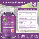 Mulittea Glucosamine Chondroitin Gummies - Extra Strength Joint Support Supplement with MSM & Elderberry for Natural Joint, Antioxidant Immune Support for Adults, Men & Women-Sugar-Free (2 Pack)