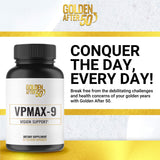 Golden After 50 VpMax-9 - Sight Care and Antioxidant Supplement with Eye Vitamins, Lutein, Lycopene and Bilberry Extract - 60 Gelatin Capsules