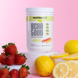 NutraBio BCAA 5000 Powder - Fermented Branched Chain Amino Acids for Muscle Growth & Recovery - Natural Flavors, Sweeteners, and Coloring, Vegan, Gluten Free - Strawberry Lemonade, 60 Servings