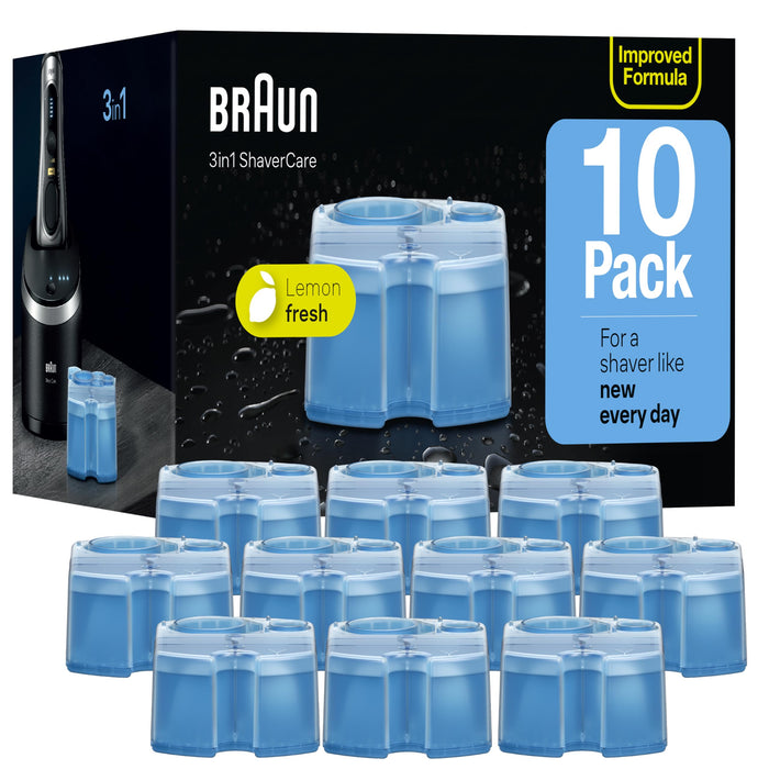 Braun Clean & Renew Refill Cartridges CCR, Replacement Shaver Cleaner Solution for Clean&Charge Cleaning System, Pack of 10