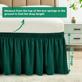 Biscaynebay Wrap Around Bed Skirts for Queen Beds 15" Drop, Christmas Hunter Green Adjustable Elastic Dust Ruffles Easy Fit Wrinkle & Fade Resistant Silky Luxurious Fabric Machine Washable