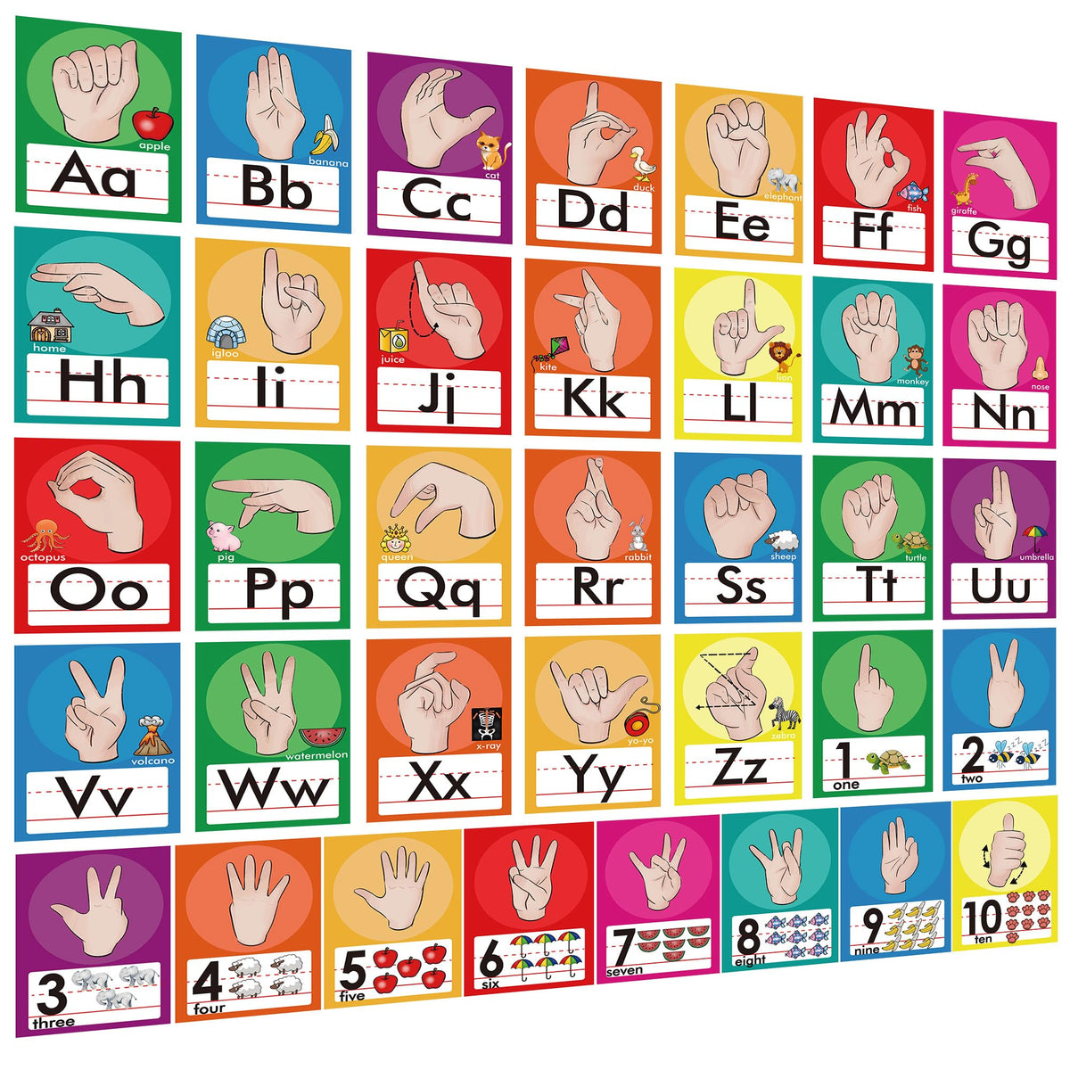 Abc Line YIYDONG 36 Pieces ASL Alphabet Line Bulletin Board Set ABC Number Sign