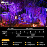 kemooie 500 LED Purple Halloween Lights, 164FT 8 Twinkle Modes Plug in Lights, Waterproof Extra Long String Lights for Outdoor Indoor Tree Wedding Party Garden Halloween Christmas Decorations (Purple)