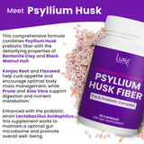 Lure Essentials Psyllium Husk Capsules for Colon Cleanse - Prebiotic and Probiotic Fiber