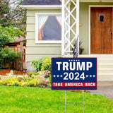 Shmbada Trump 2024 Take America Back Yard Sign with Metal Stake - 20 x 14 Inch Double Sided Outdoor Decorative Trump Signs for Garden Yard Lawn House