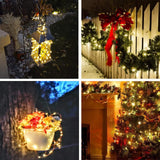 4-Pack Solar String Lights Outdoor, Extra-Long 400LED Solar Christmas Lights Waterproof, Solar Twinkle Lights Copper Wire 8 Modes Solar Fairy Lights for Xmas Tree Garden Party Wedding (Warm White)