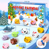 Maylai Christmas Advent Calendar 2024 for Kids - 24 PCS Animal Pull Back Cars Vehicle Toy 24 Days Countdown Christmas Calendar Race Cars for Boys Girls Toddlers, Creative Christmas Presents