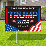 Probsin Trump 2024 Yard Sign with Metal H Stakes Double Sided 12" x 17" Trump Take America Back Black Signs Voted for Trump Outdoor Decorations for Indoor Outdoor Lawn, Garden, Window, Party Supplies