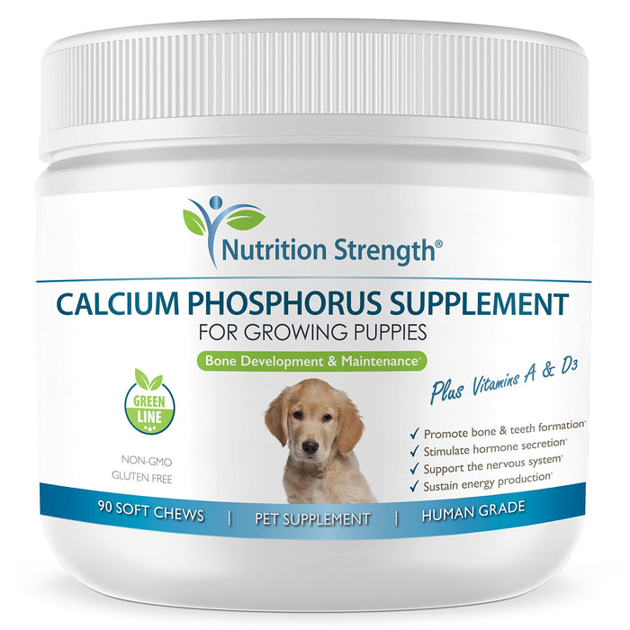 Nutrition Strength Calcium Phosphorus for Dogs Supplement, Provide Calcium for Puppies, Promote Healthy Dog Bones and Puppy Growth Rate, Dog Bone Supplement, 90 Soft Chews