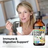 Ginger Root Tincture - Organic Ginger Root Extract - Natural Ginger Supplements for Overall Wellness - Alcohol and Sugar Free - Vegan Drops 4 Fl.Oz.