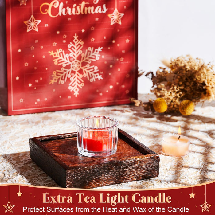 Candle Advent Calendar 2024 Adults Teens, 24 Day Tea Light Ceramic Candle Holder Countdown to Christmas Candle Gift for Women Men Teens