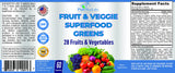 Fruit and Veggie Superfood Greens - 28 Fruits and Vegetables incl. Alfalfa, Barley Grass, Spirulina, Beet Root, Tart Cherry, Concentrated Natural Antioxidants- 60 Tablets